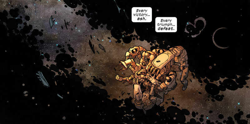The final, meaningless moments of Jean Grey play out against the backdrop of the void of space.